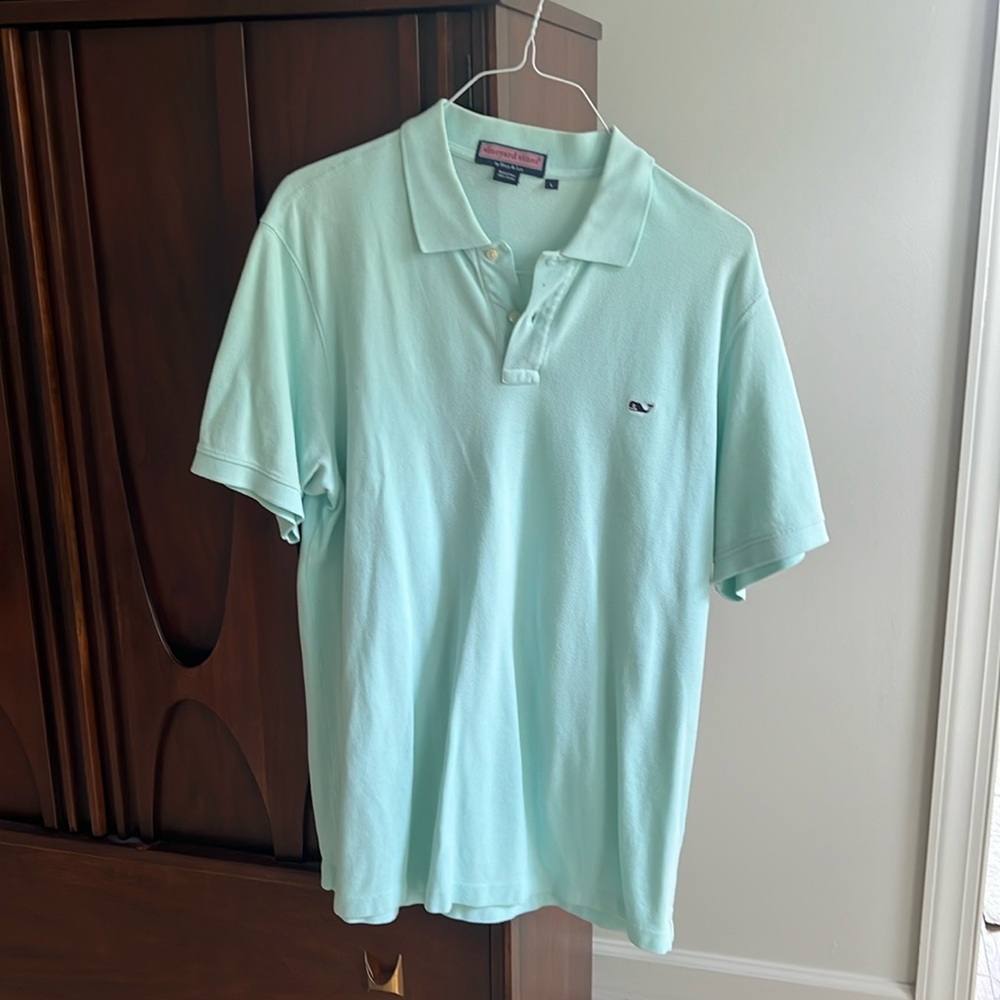 Vineyard vines polo shirt, men’s size large, light green, blue